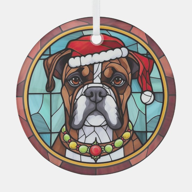Ornement En Verre Boxer en verre tendu Noël (Recto)