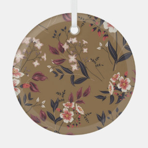 Ornement En Verre Branche de fleurs roses, composition abstraite.