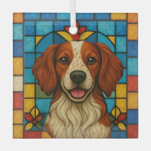 Ornement En Verre Brittany Chien "Verre Tiré"