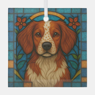 Ornement En Verre Brittany Chien "Verre Tiré"