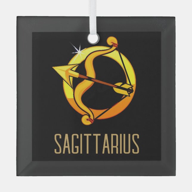 Ornement En Verre Brown et or Sagittarius signe zodiaque noir (Recto)