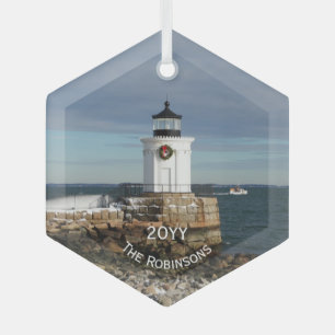Ornement En Verre Bug Light Portland Breakwater Lighthouse 
