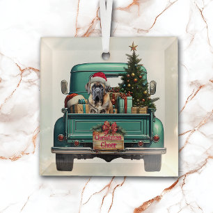 Ornement En Verre Bullmastiff Chien Retro Camion Noël