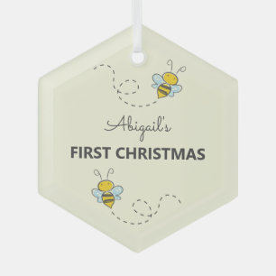 Ornement En Verre Bumble Bee Custom First Christmas