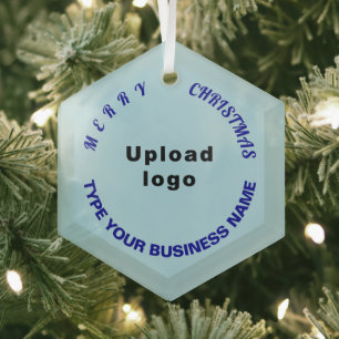 Ornement En Verre Business Christmas Light Hexagon bleu