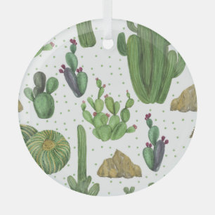 Ornement En Verre Cactus aquarelle, motif naturel sans soudure.