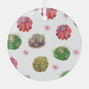 Ornement En Verre Cactus Floral : Arrière - plan aquarelle