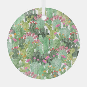 Ornement En Verre Cactus peint à la main : Vert désert
