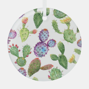Ornement En Verre Cactus tropicaux : Aquarelle Motif sans couture