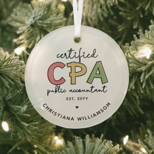 Ornement En Verre Cadeaux comptables publics certifiés CPA personnal