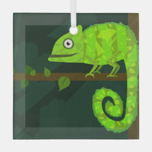 Ornement En Verre Caméléon mignon vert