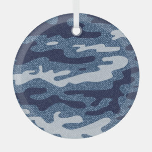Ornement En Verre Camouflage tacheté Denim Jeans Motif