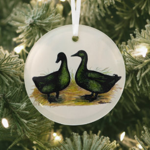 Ornement En Verre Canards :  Paire Cayuga