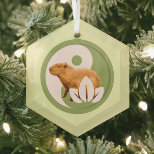 Ornement En Verre Capybara Zen Yin Yang Nature Paisible