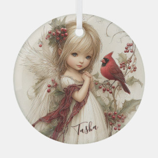 Ornement En Verre Cardinal Blessings in Quiet Snow