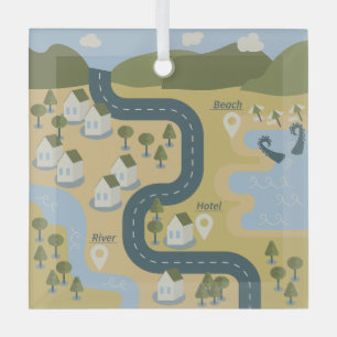 Ornement En Verre Caricature élégante paysage carte de voyage