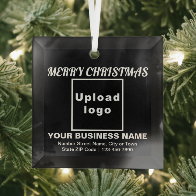 Ornement en verre Carré noir de Noël d'affaires (Insitu)