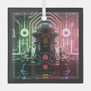 Ornement en verre carré Robot 1