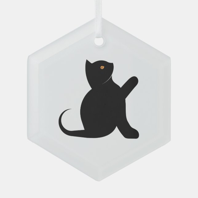 Ornement En Verre Cat dit bonjour (Recto)