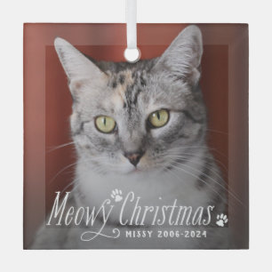 Ornement En Verre Cat Meowy Christmas Pet Memorial Photo