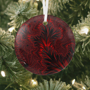 Ornement En Verre Catcher à soleil Feuille brillant rouge brillant