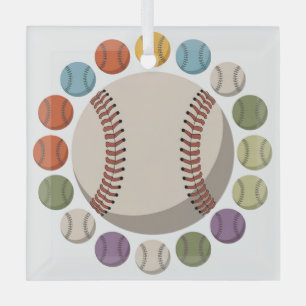 Ornement En Verre Cercle de baseball coloré