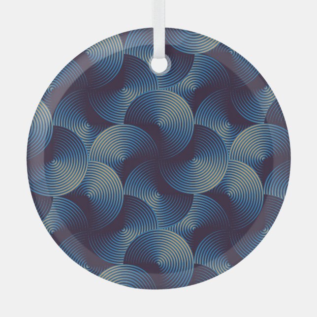 Ornement En Verre Cercles métalliques illusion optique, patte transp (Recto)