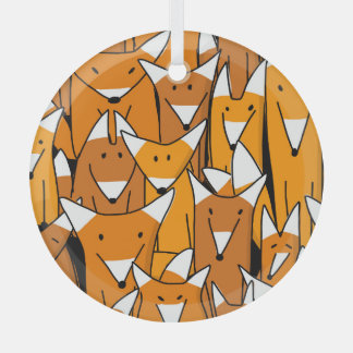 Ornement En Verre Charmante famille Fox : Motif animal joueuse