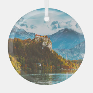 Ornement En Verre Château de Bled : Vue sur la falaise slovène.
