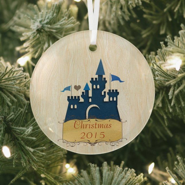 Ornement En Verre Château de Noël Vacances Garnament (Insitu)