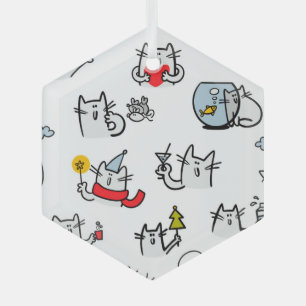 Ornement En Verre Chats amusants, lait et magie.