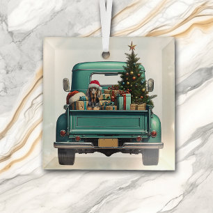 Ornement En Verre Chatte chien Coonhound Retro Camion Noël