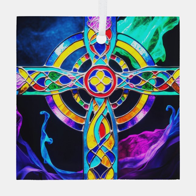 Ornement En Verre Chauffeur de soleil Croix moderne (Verso)