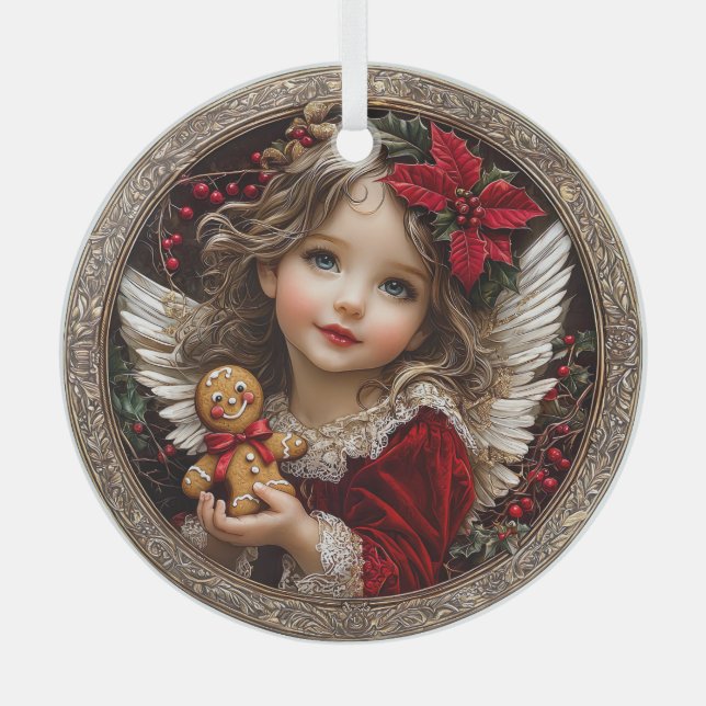 Ornement En Verre Cherished Cheer – Angel of Gingerbread Joy (Recto)