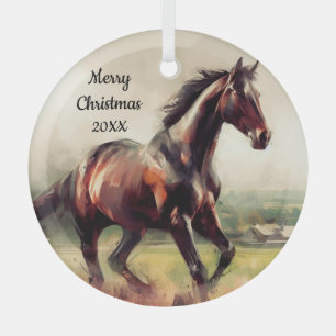 Ornement En Verre Cheval Brown de Noël Daté