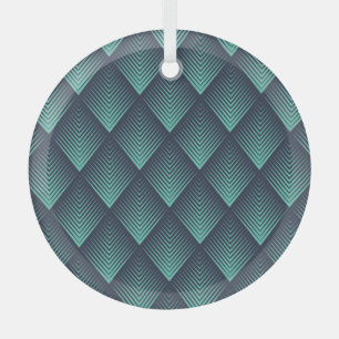 Ornement En Verre Chevron Op-Art bleu néon.