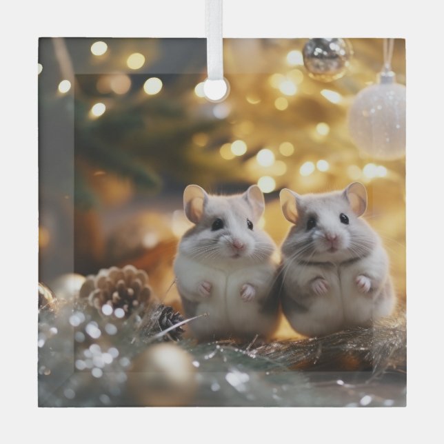 Ornement En Verre Chichillas de Noël (Recto)