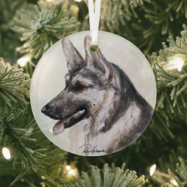 Ornement En Verre Chien berger allemand par Hevener