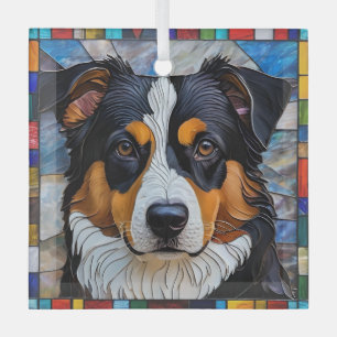 Ornement En Verre Chien berger américain miniature "Verre tendu"