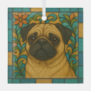 Ornement En Verre Chien carlin "Verre tendu"