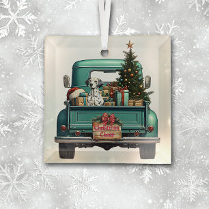 Ornement En Verre Chien Dalmatien - Camion rétro Noël
