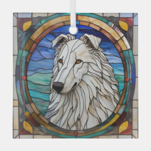 Ornement En Verre Chien de Borzoi "Verre Tiré"