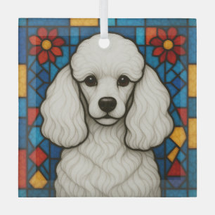 Ornement En Verre Chien de caniche blanc "Verre tendu"