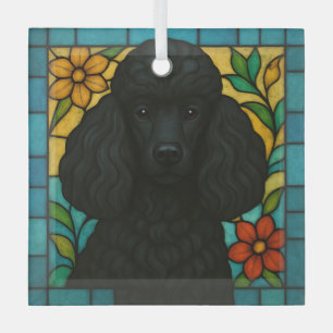 Ornement En Verre Chien de caniche noir "Verre tendu"