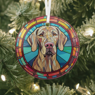 Ornement En Verre Chien de Weimaraner retenu