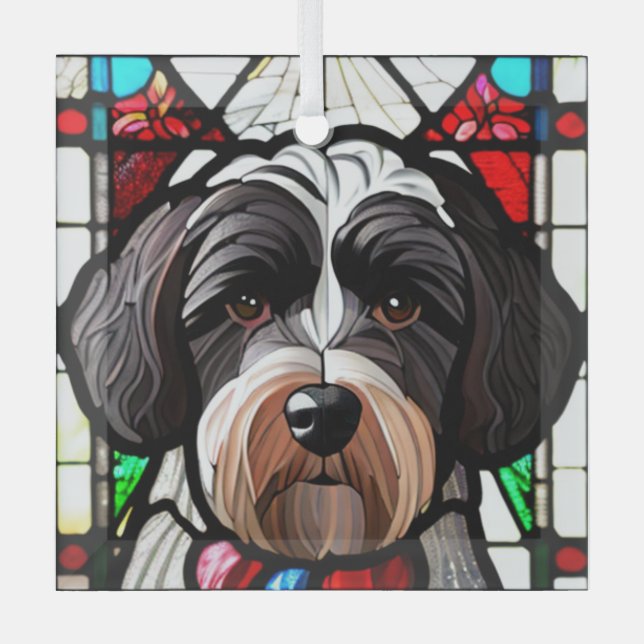 Ornement En Verre Chien d'eau portugais "Verre tendu" (Recto)