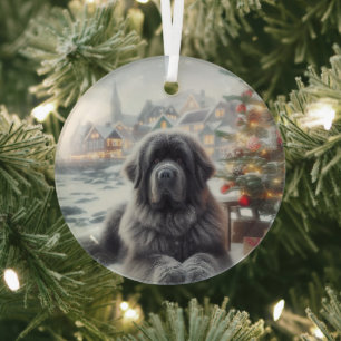 Ornement En Verre Chien gris de Terre-Neuve