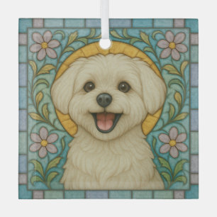 Ornement En Verre Chien maltais "Verre tendu"