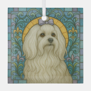 Ornement En Verre Chien maltais "Verre tendu"