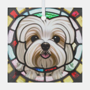 Ornement En Verre Chien maltais "Verre tendu"